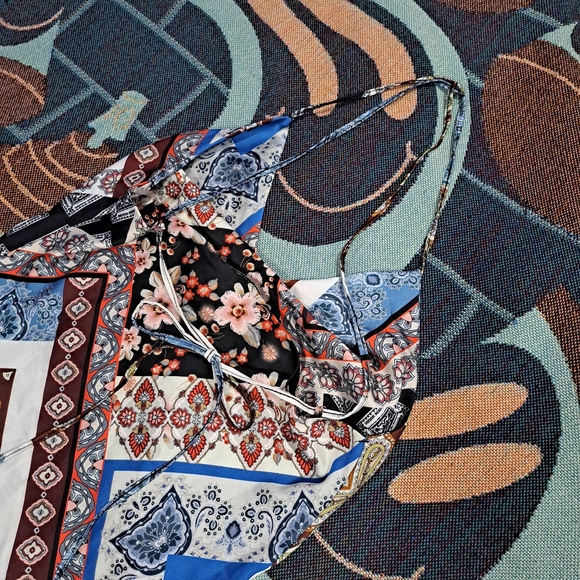 🌈 ITALIAN PATCHWORK SLIP DRESS-L - Picture 3 of 6